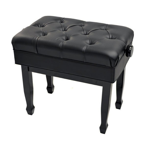 black padded piano bench