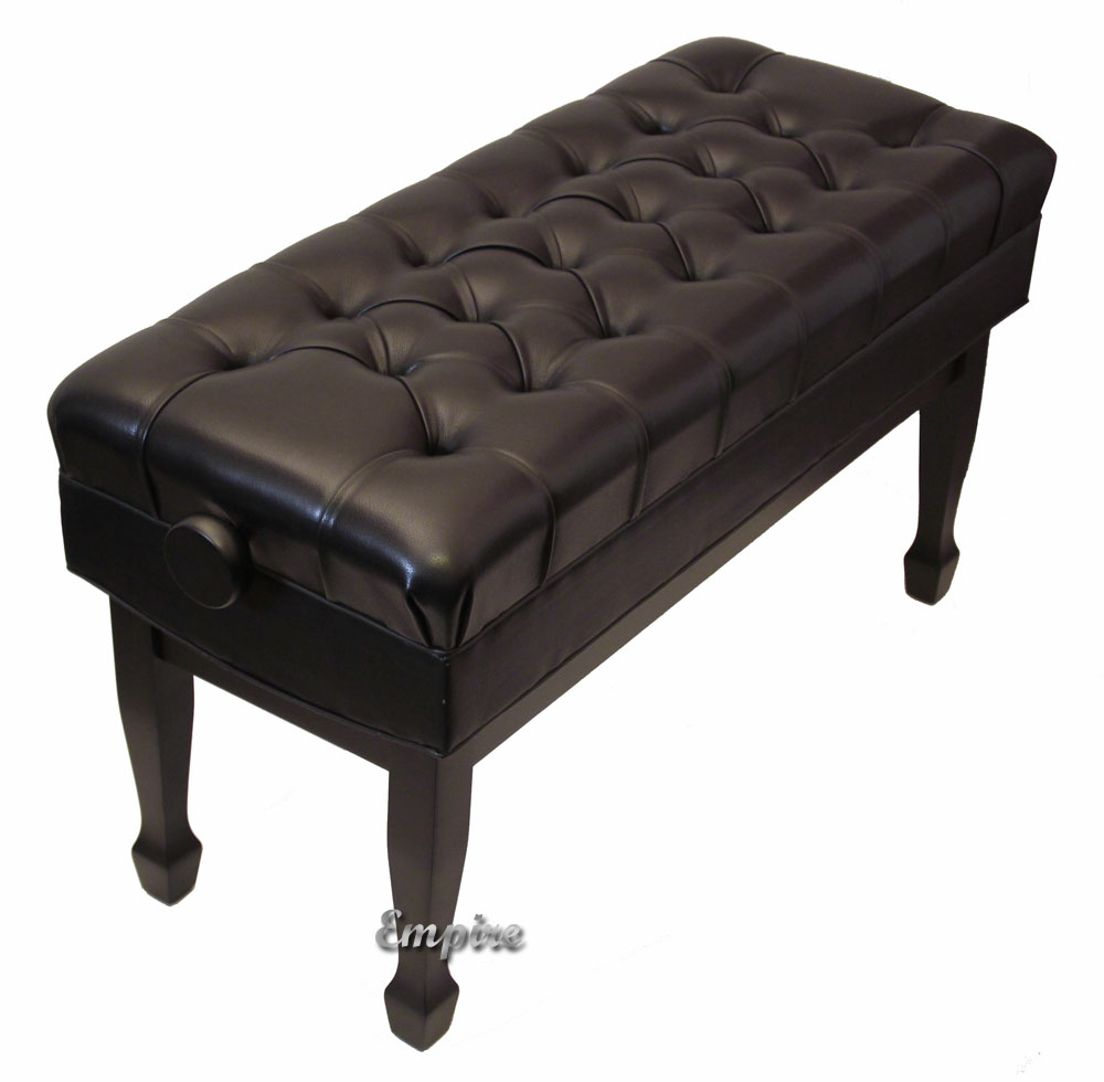 black duet piano bench upholstered top