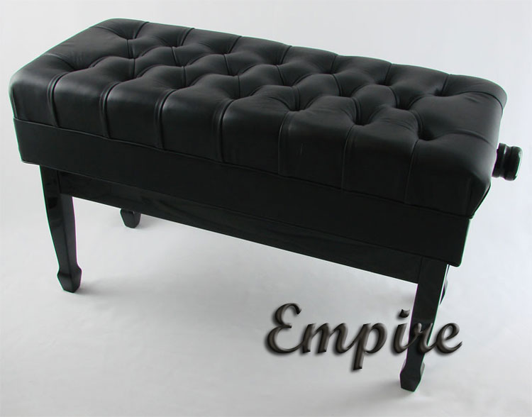 Empire leather duet adjustable artist piano bench black leather high gloss finish