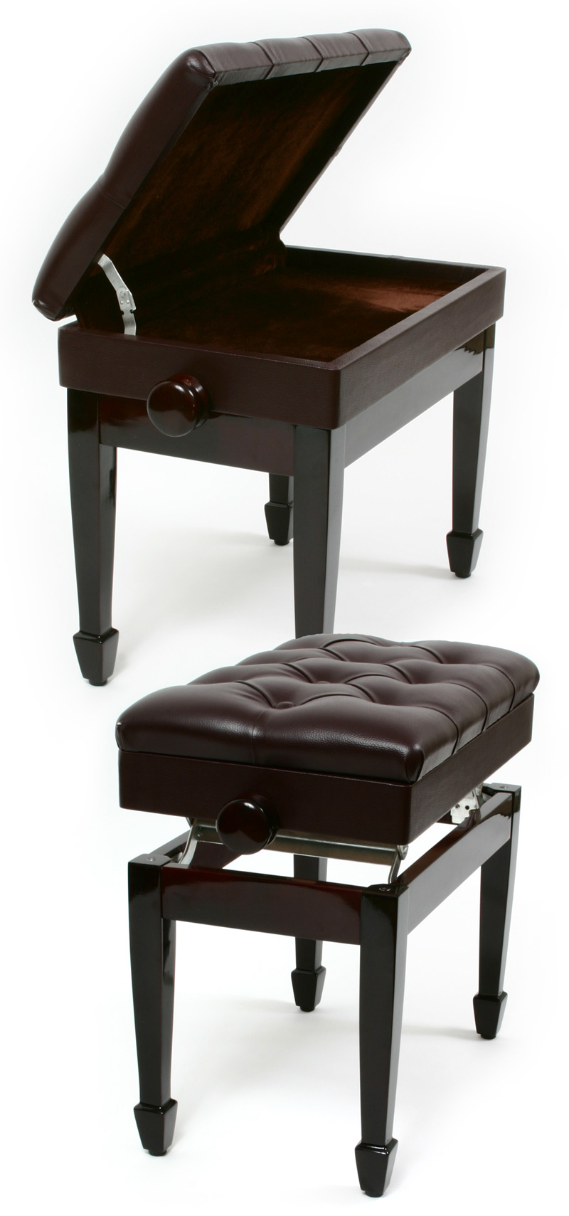 piano bench mahogany vinyl adjustable