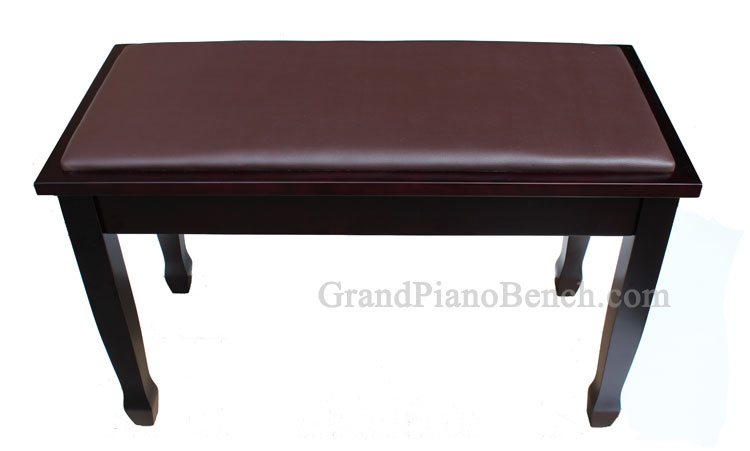 mahogany piano bench with music compartment